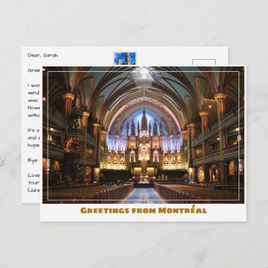 Montréal Canada Notre Dame Cathedral Inside Briefkaart (Voorkant / Achterkant)