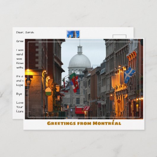 Montréal Canada Oude Stad bij Dusk Briefkaart (Voorkant / Achterkant)