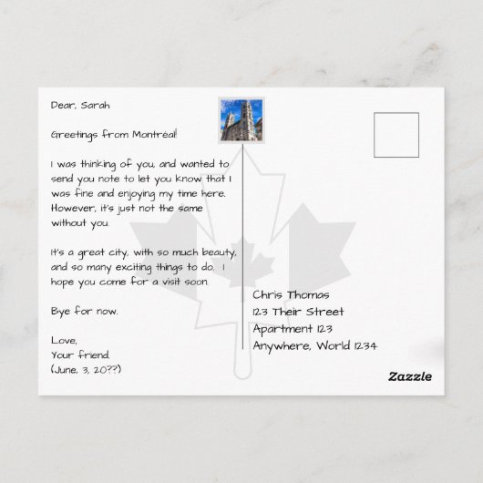 Montréal Canada Oude Stad Modern Briefkaart (Achterkant)