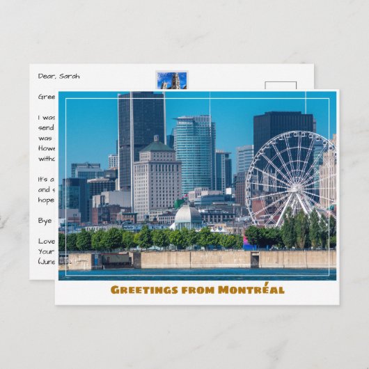 Montréal Canada Port & Skyline Modern Briefkaart (Voorkant / Achterkant)