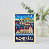 Montréal Canada Retro Reisposter Kunst Briefkaart (Staand voorkant)