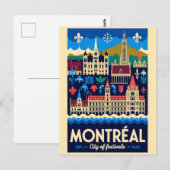 Montréal Canada Retro Reisposter Kunst Briefkaart (Voorkant / Achterkant)