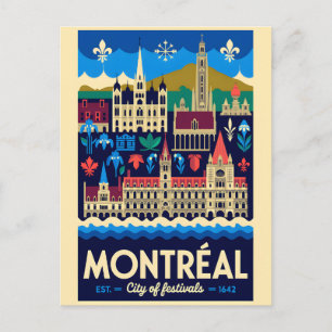Montréal Canada Retro Reisposter Kunst Briefkaart