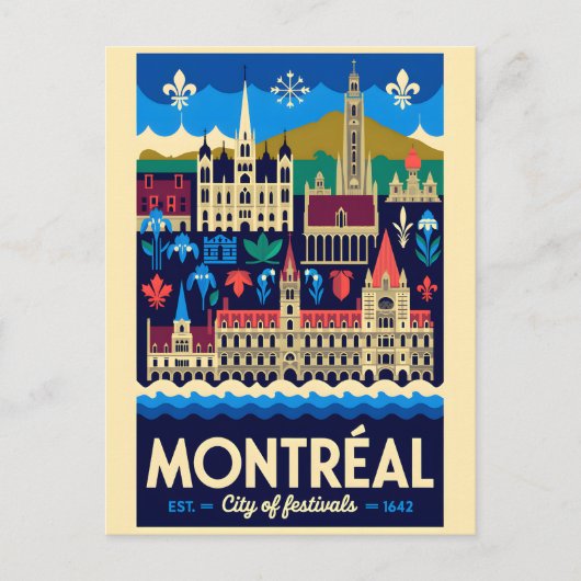 Montréal Canada Retro Reisposter Kunst Briefkaart (Voorkant)