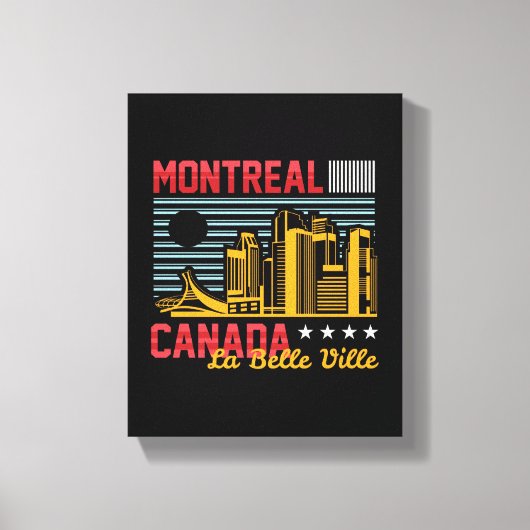 Montreal Canada Silhouette Retro Reis Grafisch Ont Canvas Afdruk (Voorkant)