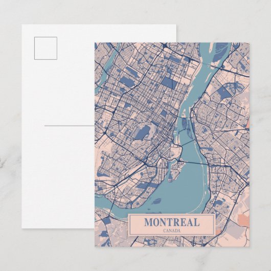 Montreal Canada Winderige Stad Kaart Reizen (Voorkant / Achterkant)