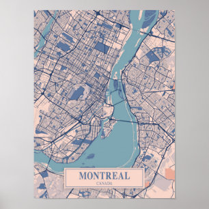Montreal Canada Winderige Stad Kaart Reizen Poster