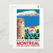 Montreal, Canda, vintage-reizen Briefkaart (Voorkant / Achterkant)