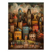 Montreal: City of a Hundred Steeples,Whimsical Art Perfect Poster (Voorkant)