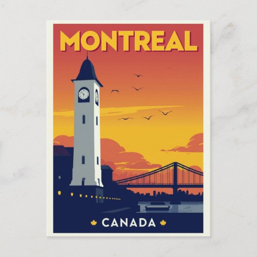 Montreal Clock Tower Vintage Travel Briefkaart (Voorkant)