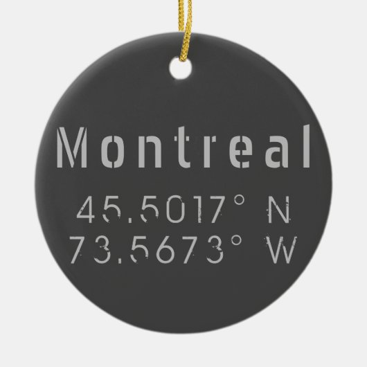 Montreal Latitude-lengte Keramisch Ornament (Voorkant)