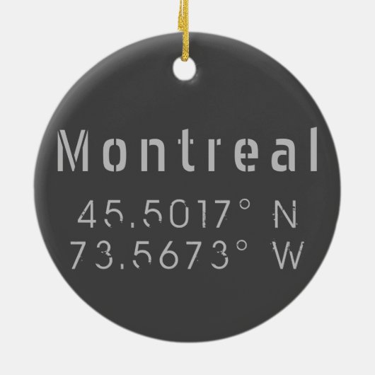 Montreal Latitude-lengte Keramisch Ornament (Achterkant)