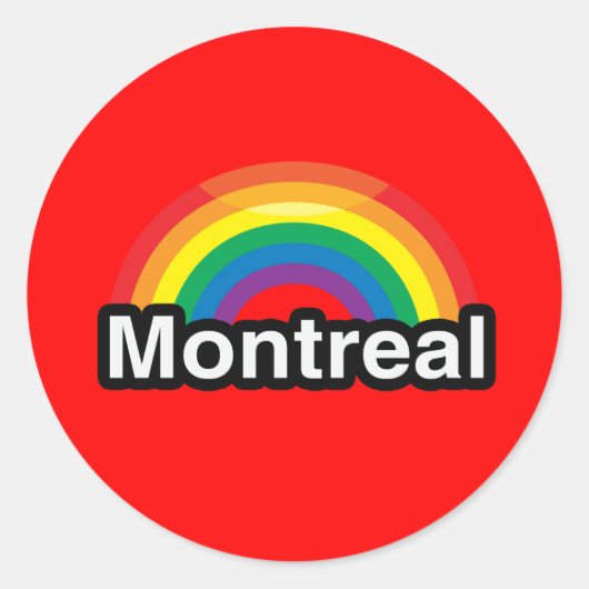 MONTREAL LGBT PRIDE REGENBOOG RONDE STICKER (Voorkant)