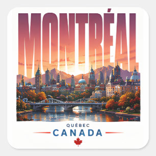 🍂 Montreal Modern Silhouette Stadsstijl 🍂 Vierkante Sticker