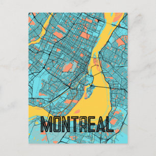 Montreal QC Canada City Map Blauwgroen Briefkaart