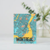 Montreal QC Canada City Map Blauwgroen Briefkaart (Staand voorkant)