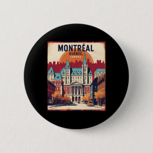 Montreal Quebec Canada 1950s Vintage Travel Touris Ronde Button 5,7 Cm