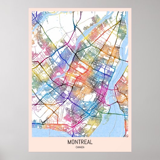 Montreal Quebec Canada City Map Poster (Voorkant)