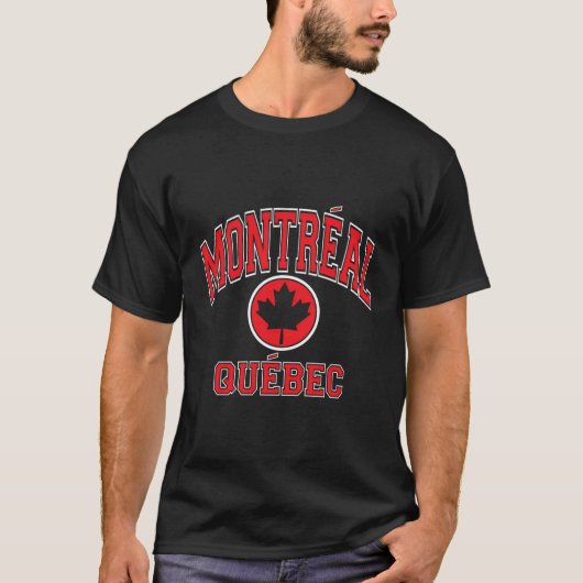 Montreal Quebec Canada Maple Leaf Varsity Style Re T-shirt (Voorkant)