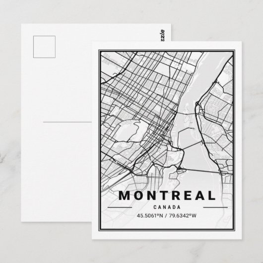 Montreal Quebec Canada Travel City Map Briefkaart (Voorkant / Achterkant)
