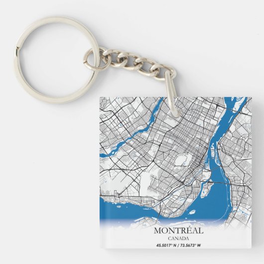 Montreal Quebec Canada Travel City Map Modern Sleutelhanger (Voorkant)