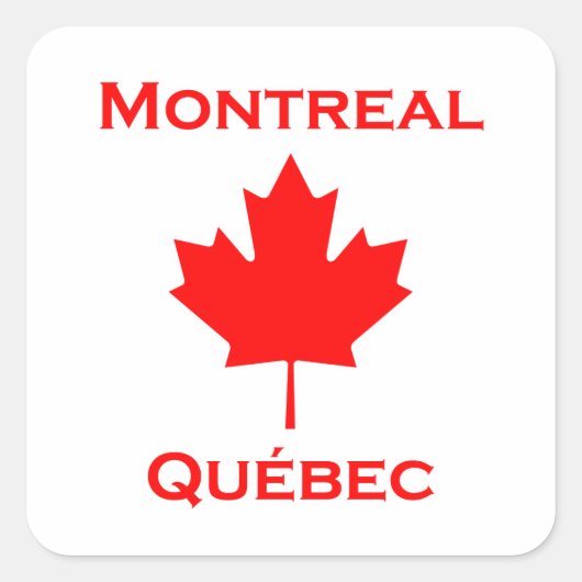 Montréal Quebec Maple Leaf Vierkante Sticker (Voorkant)