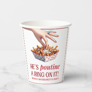 Montreal Quebec Poutine een Ring op het Bacheloret Papieren Bekers