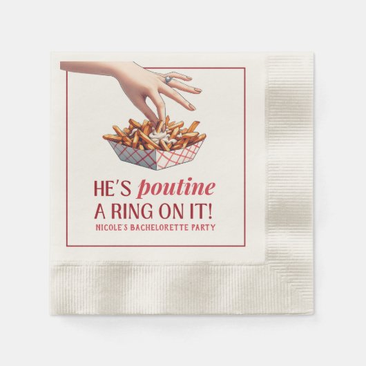Montreal Quebec Poutine een Ring op het Bacheloret Servet (Voorkant)