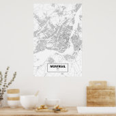 Montreal, Quebec (zwart op wit) Poster (Keuken)