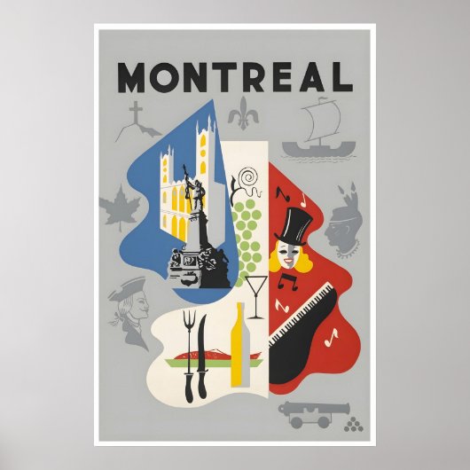 Montreal Reisposter Canada Kunstprint Vintage Poster (Voorkant)