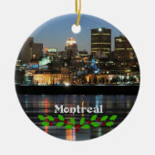 Montreal silhouet met groene en rode hulst keramisch ornament (Voorkant)