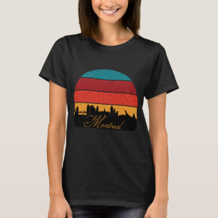 Montreal Silhouette Retro Zonsondergang Reizen T-shirt