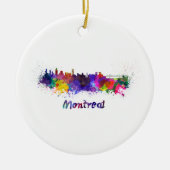 Montreal skyline in waterverf keramisch ornament (Voorkant)