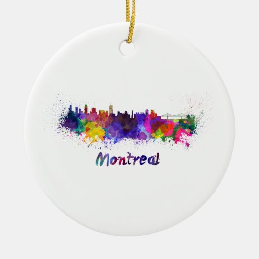 Montreal skyline in waterverf keramisch ornament (Voorkant)