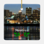 Montreal Skyline met kerstheilige Keramisch Ornament (Achterkant)