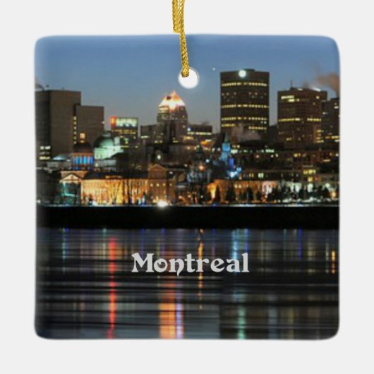 Montreal Skyline met kerstheilige Keramisch Ornament (Voorkant)