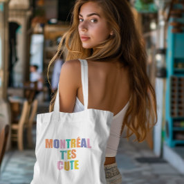 Montréal stad typografie modern kleurrijk tote bag