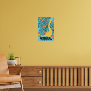Montreal Street Map Two-Tone Poster met de naam va