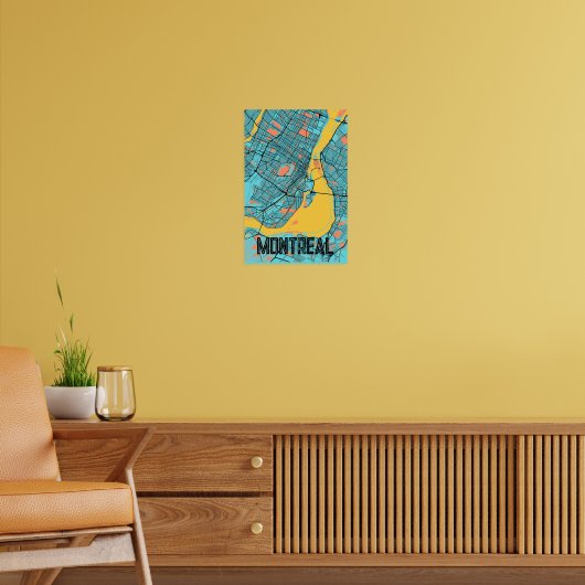 Montreal Street Map Two-Tone Poster met de naam va (Woonkamer 2)