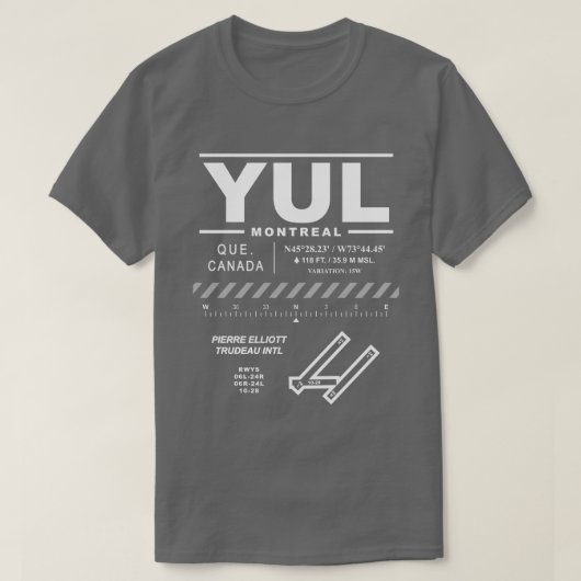 Montreal Trudeau International Airport YUL T-shirt (Design voorkant)