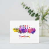 Montreal V2 skyline in watercolor splatters Briefkaart (Staand voorkant)