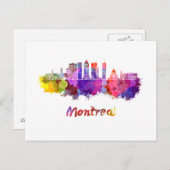Montreal V2 skyline in watercolor splatters Briefkaart (Voorkant / Achterkant)