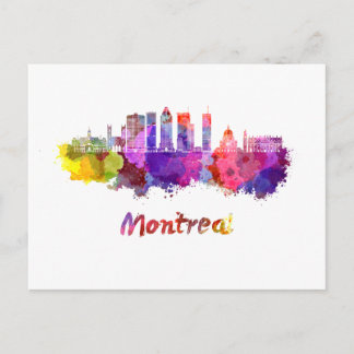 Montreal V2 skyline in watercolor splatters Briefkaart