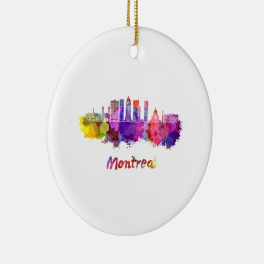 Montreal V2 skyline in waterverf splatters Keramisch Ornament (Rechts)