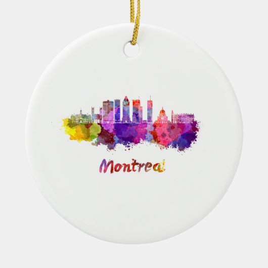 Montreal V2 skyline in waterverf splatters Keramisch Ornament (Voorkant)
