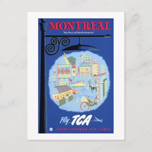 Montreal Vintage Travel Poster teruggezet Briefkaart (Voorkant)