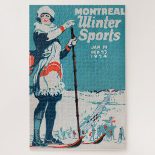 Montreal wintersport vintage poster Skiën 1924 Legpuzzel