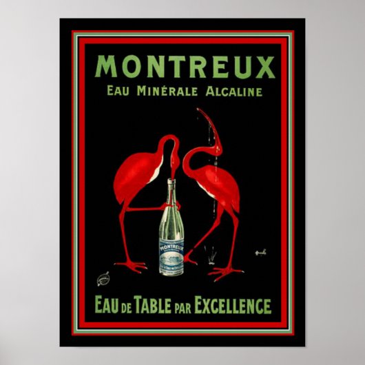 Montreaux French Art Deco Mineral Water Ad 12 x 16 Poster (Voorkant)
