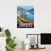Montreux, Areal uitzicht, bergen, meer, Zwitserlan Poster (Thuiskantoor)
