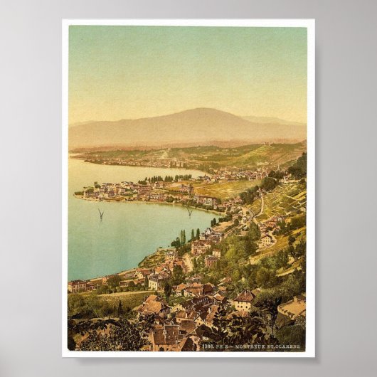 Montreux en Clarens, Geneve Lake, Zwitserland vi Poster (Voorkant)